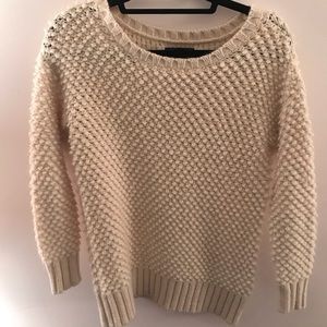 American Eagle White Fluffy Sweater